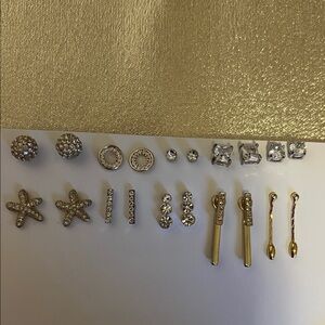 Elegant Gold and Silver Stud Earring Set